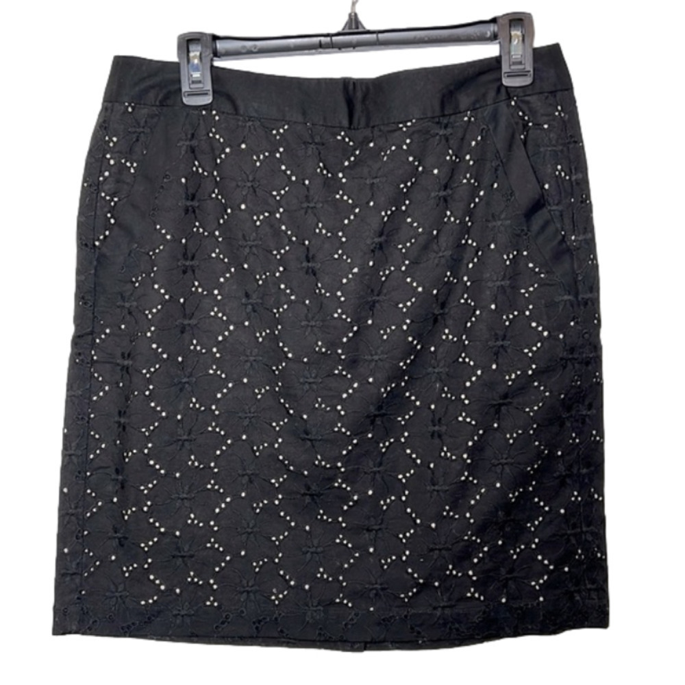 ANN Taylor Loft Black With Beige Lining Eyelet Skirt - Size 8, New With Tag